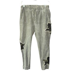 Tempo Paris Gray Jogger Pants With Camo Star Patches